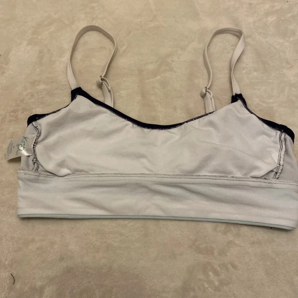 Kona Sol Navy and White and Light Blue Striped Bikini Top